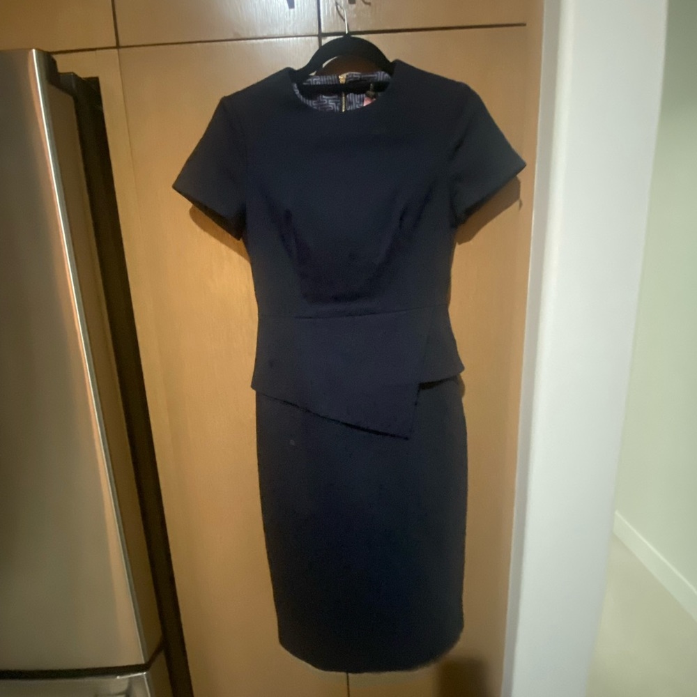 Ted Baker Elynah Asymmetric Peplum Dress Sz 1